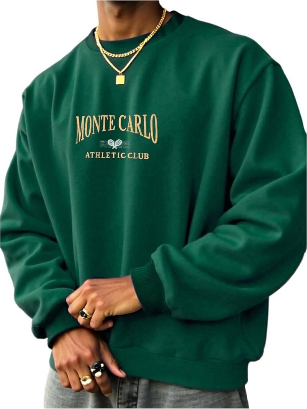 Vintage Oversized Men's Graphic Sweatshirt - Long Sleeve Crewneck Pullover Top